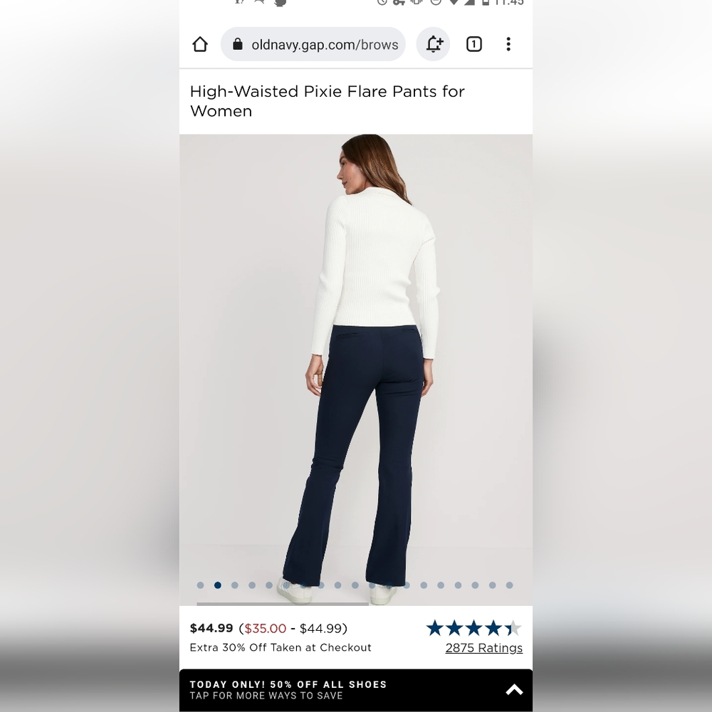 Old Navy, High -Waisted/Rise Pixie Flare Pants for women, size 4, navy, New!